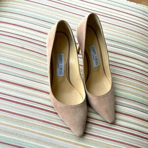 Like new Jimmy Choo suede stilettos 3 1/4” heel in sandy beige size 37